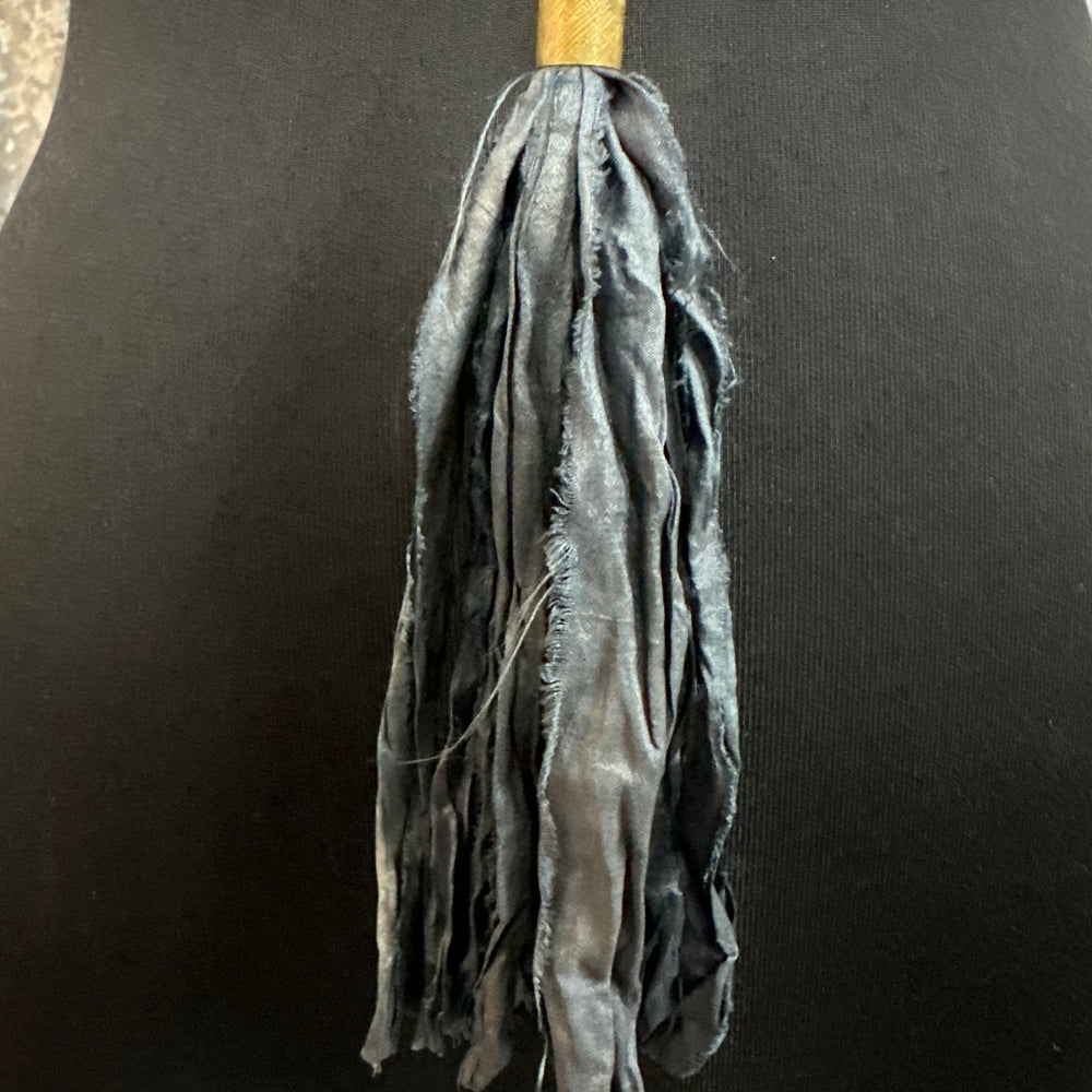 Grey Blue Silk Tassel Bullet Casing Necklace