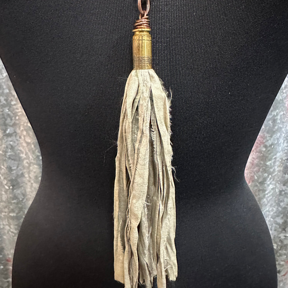 Natural Silk Tassel Bullet Casing Necklace