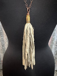 Natural Silk Tassel Bullet Casing Necklace