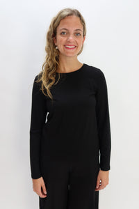 Black Basic Long Sleeve Layering Top