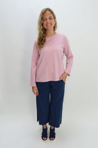 Blush Pink Cotton Fleece Accent Top