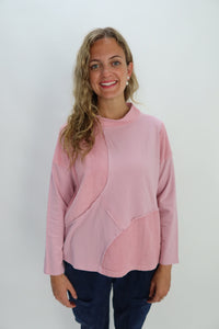 Blush Pink Corduroy Mock Neck Top