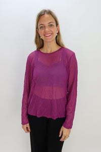 Violet Crush Long Sleeve Sheer Top