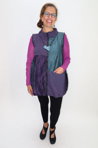 Purple and Teal Pattern Sleeveless Zip Up