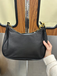 Black Genuine Leather RFID Top Zip Crossbody Bag