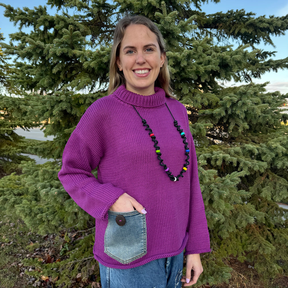 Violet Purple Denim Sweater - One Size