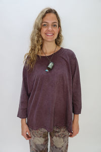 Vintage Purple Round Neck Long Sleeve Top One Size