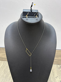 Labradorite and Gunmetal Floating Sugar Cube Necklace