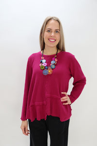 Fuchsia Pink Waffle Texture Top