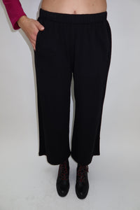 Black Fleece Wide Leg Cotton Pants