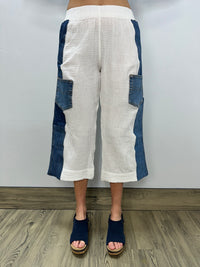 Denim Cotton Gauze Straight Pant