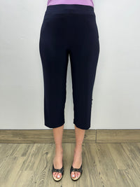 Navy Capri with Side Buttons