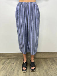 Lilac Purple Stripe Crop Cotton Pant