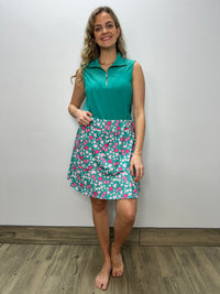 Gem Teal Sleeveless Top with Zippered Collar