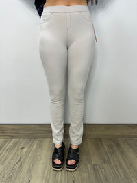 Off White Elastic Waist Jeggings