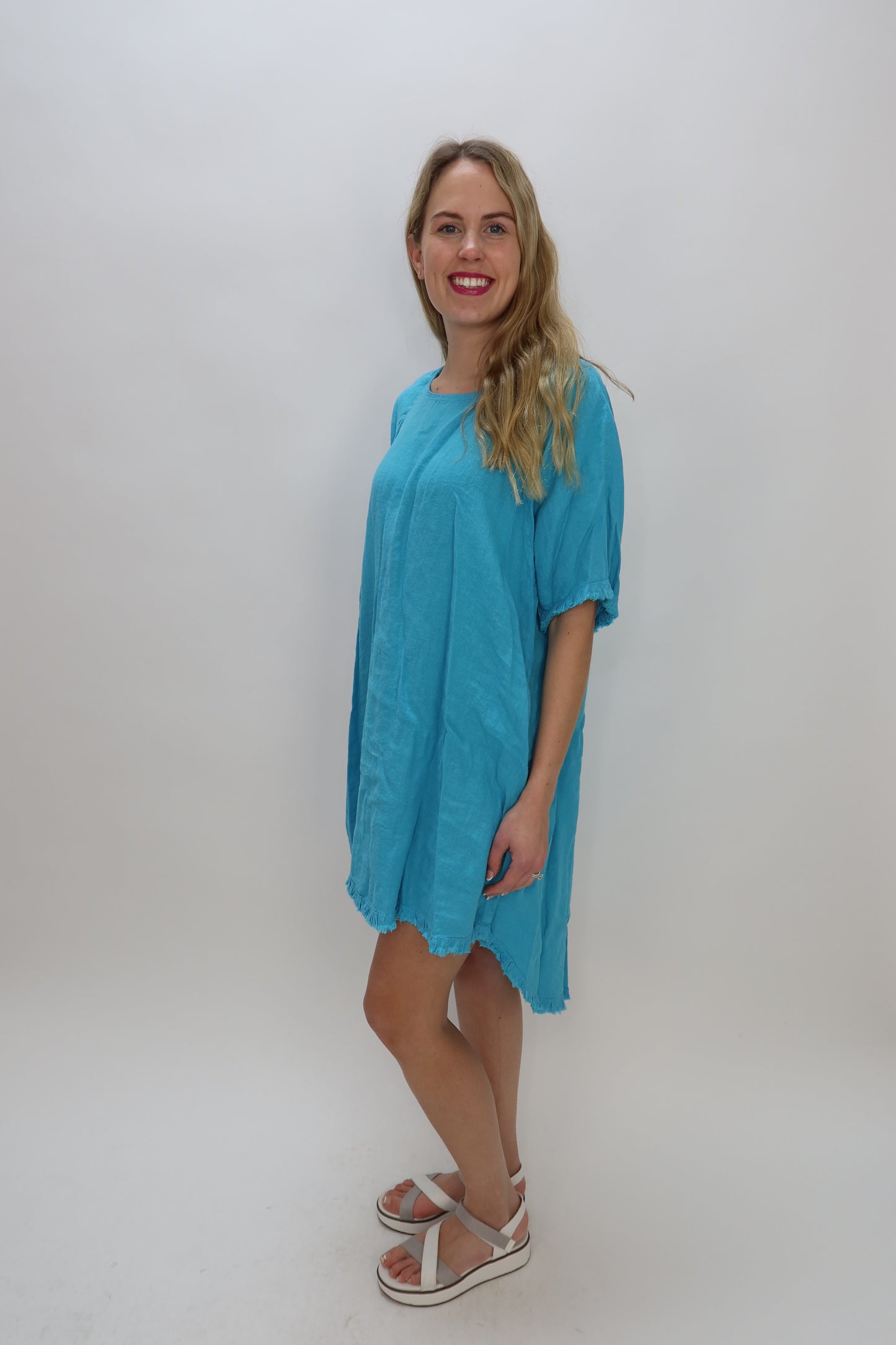 color me cotton dresses Click By Color Me Cotton CMC Dress Woman Size M 100% Linen Sleeveless Red *READ*