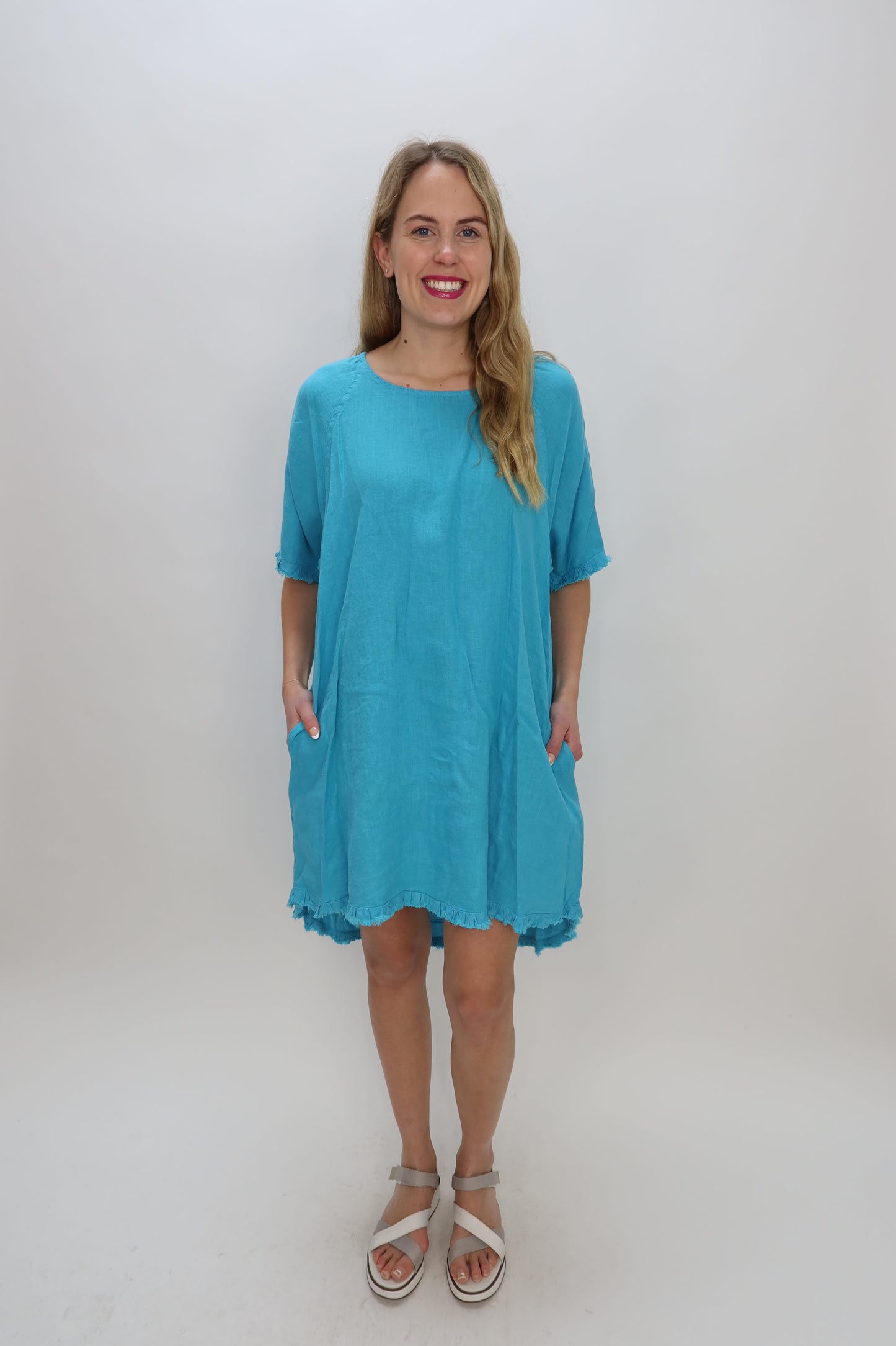cotton tunic dress with pockets Brown Cotton Shirt Dress: V-Neck Summer Tunic with Pockets