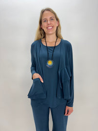 Lapis Blue Long Sleeve Ruffle Jacket