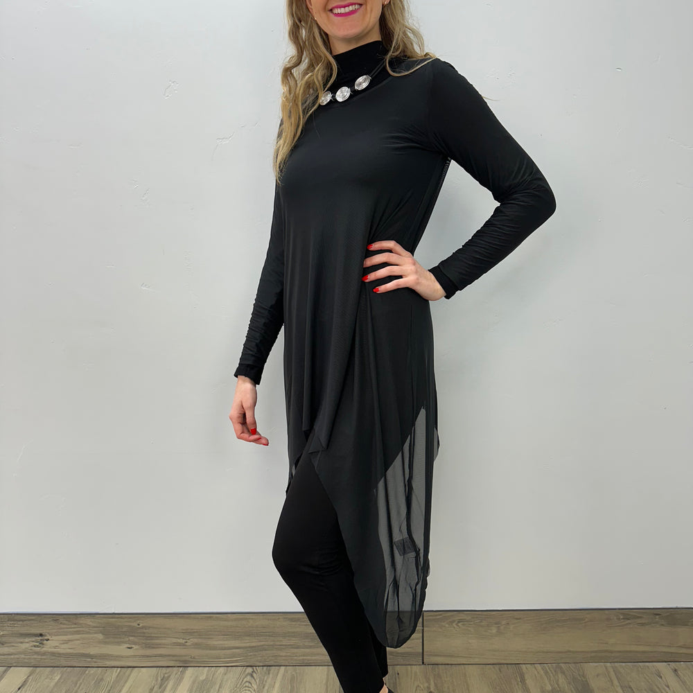 Black Mesh Long Sleeve Mandy Topper