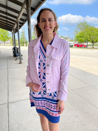 100% Linen Blush Pink Collared Button Down Jacket