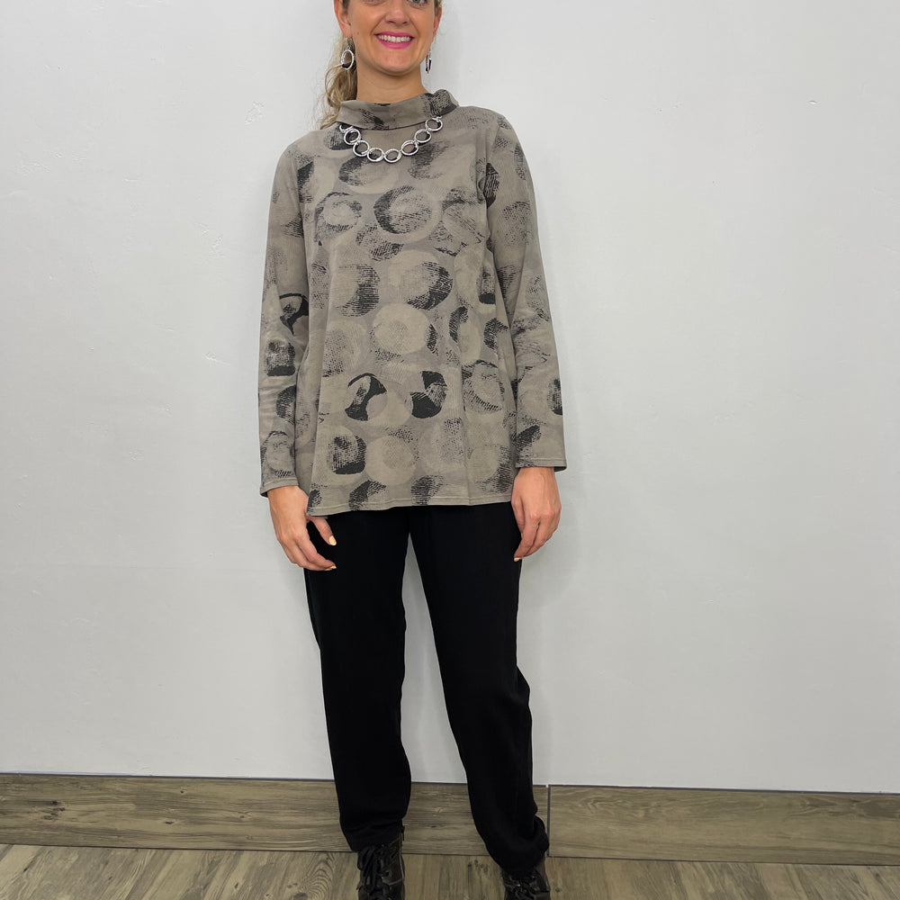 
                  
                    Cocoa Bubble Pattern Cowl Neck Tunic
                  
                