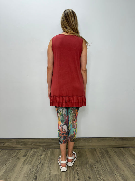 Modal Double Ruffle Tank - Paprika