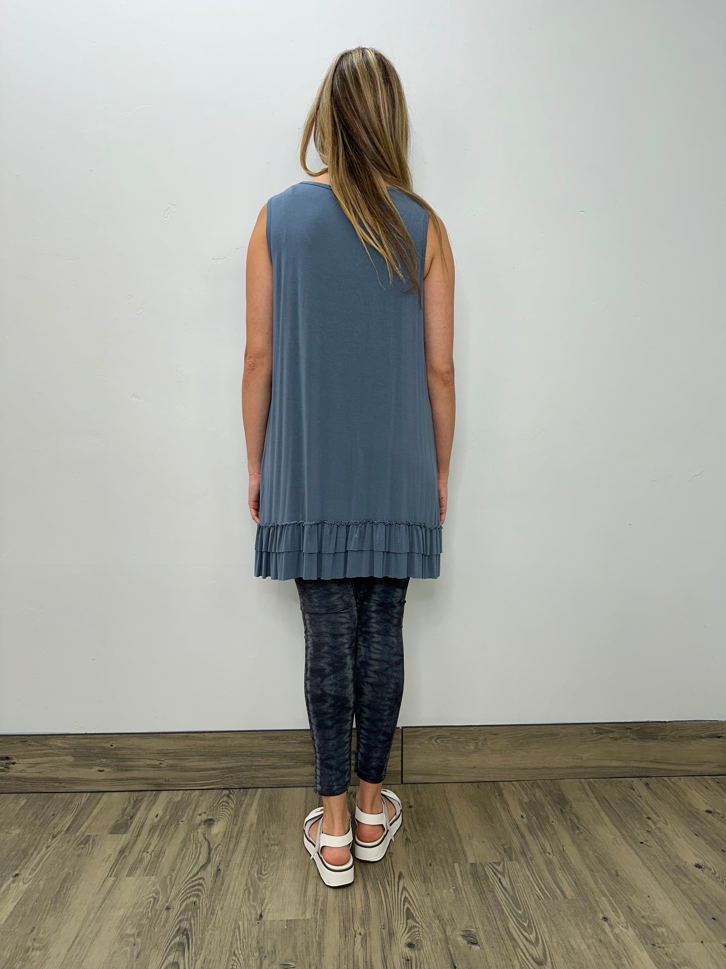 Modal Double Ruffle Tank - Stormy Weather