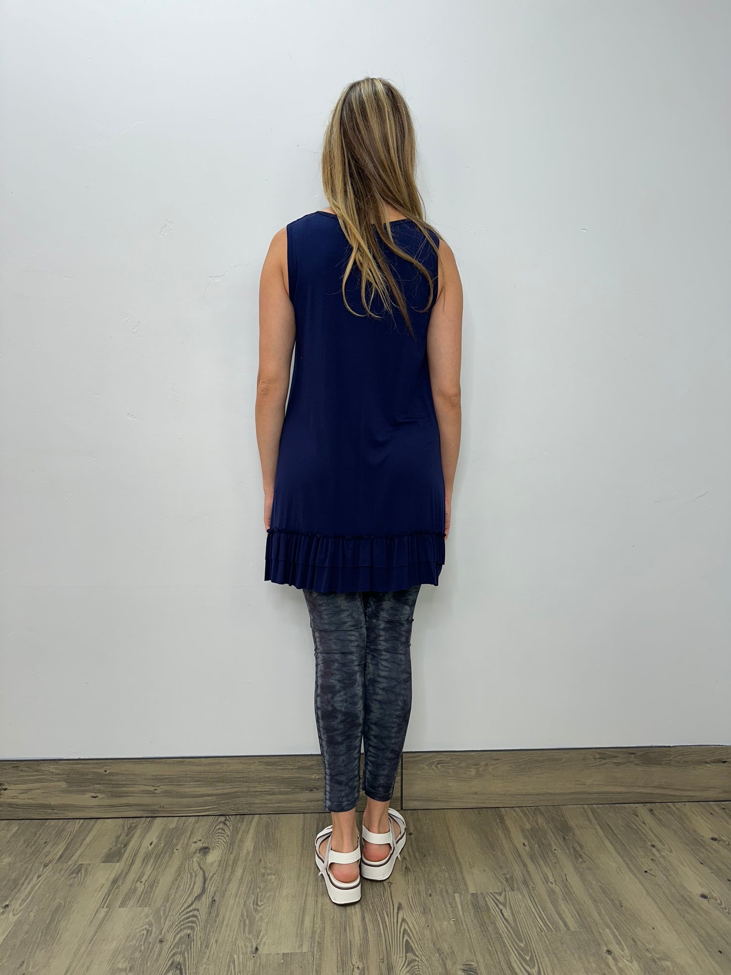 Modal Double Ruffle Tank - Blueberry