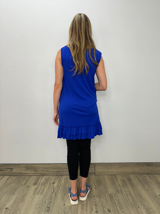 Modal Double Ruffle Tank - Ribbed Royal