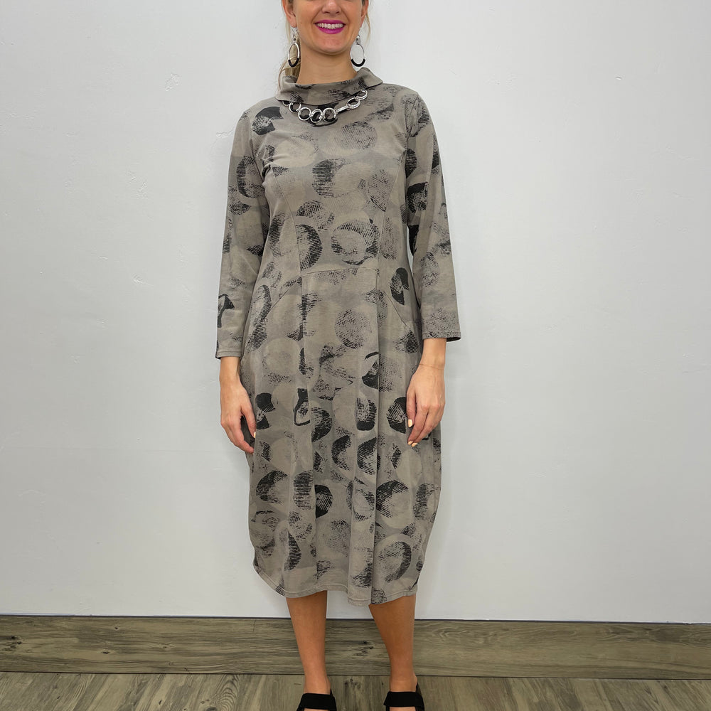 Jersey Roll Neck Cocoa Print Dress