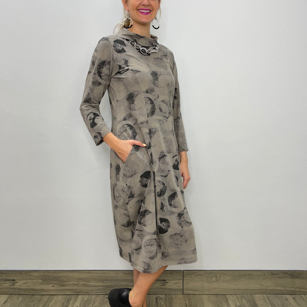 Jersey Roll Neck Cocoa Print Dress