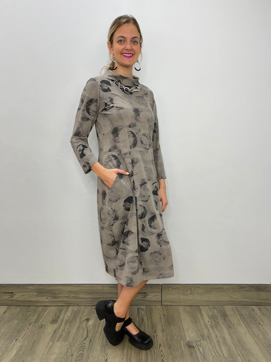 Jersey Roll Neck Cocoa Print Dress