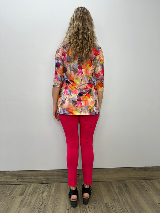 Pink Abstract 3/4 Sleeve Tunic