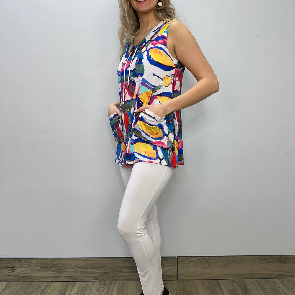 Printed ITY Sleeveless Cowl Neck Tunic