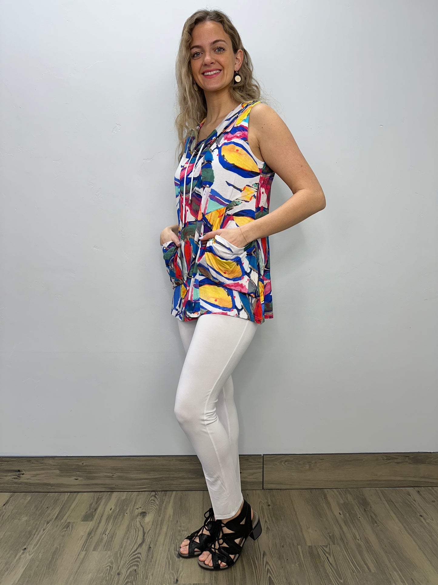 Load image into Gallery viewer, Printed ITY Sleeveless Cowl Neck Tunic
