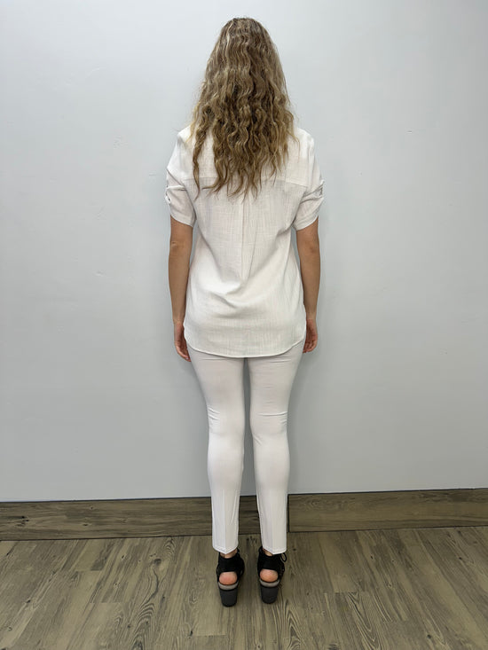 Load image into Gallery viewer, Ivory V-Neck Linen Blouse
