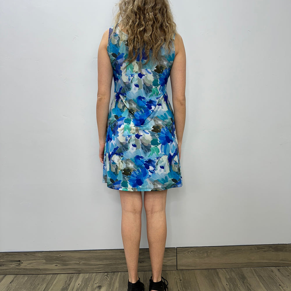 Blue Floral Sleeveless ITY Sun Dress