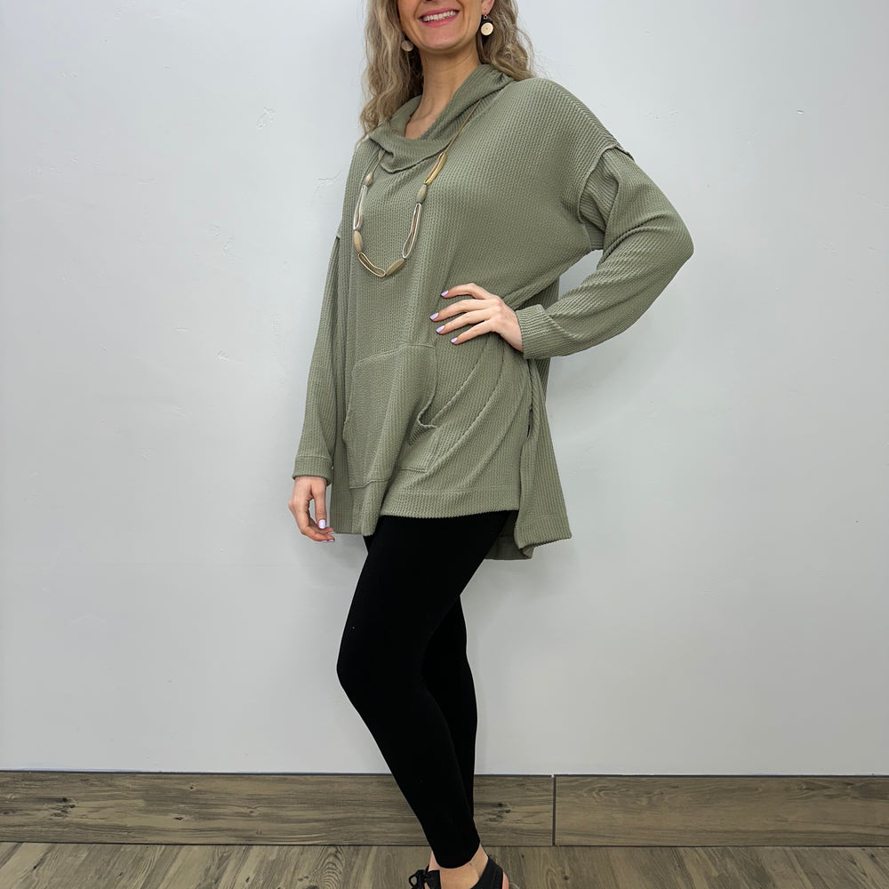 Olive Two Pocket Hoodie Sweatshirt