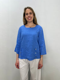 Periwinkle Linen Top with Buttons