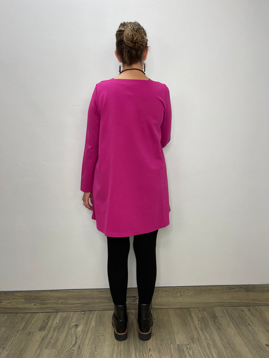 Pink Long Sleeve Square Neck Tunic