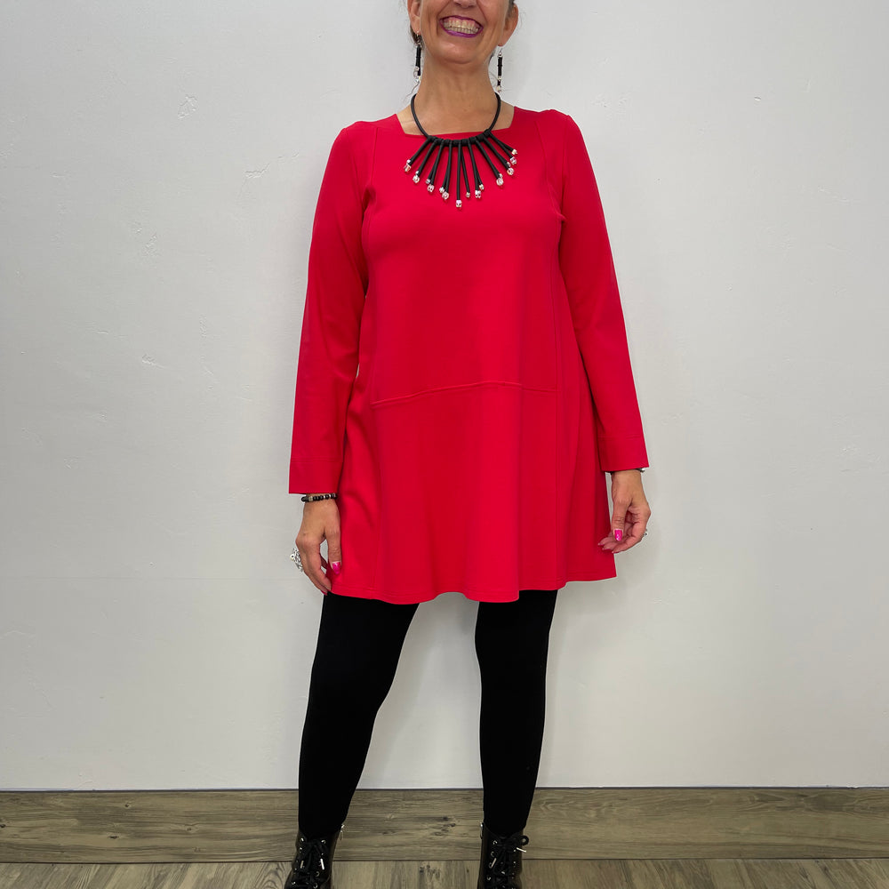 
                  
                    Red Long Sleeve Square Neck Tunic
                  
                