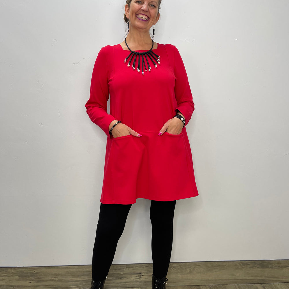 
                  
                    Red Long Sleeve Square Neck Tunic
                  
                