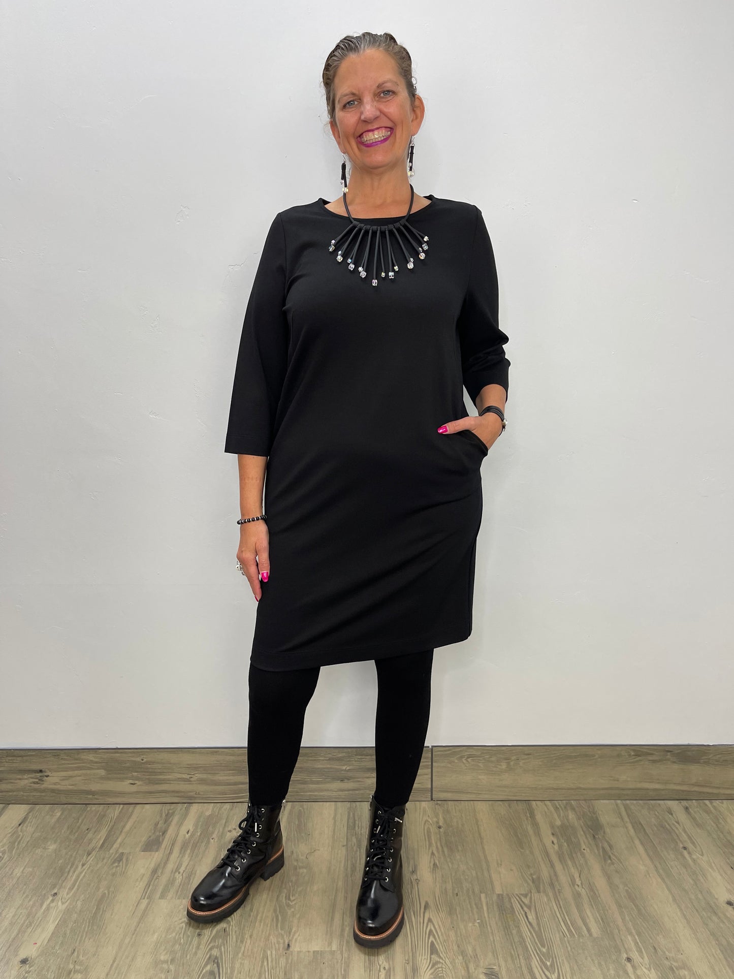 Black Long Sleeve Dress with Pockets