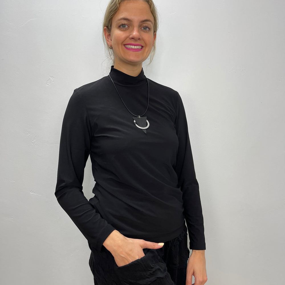 Black Long Sleeve Bamboo Turtle Neck