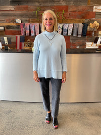 Ice Blue Waffle Cowl Neck Top