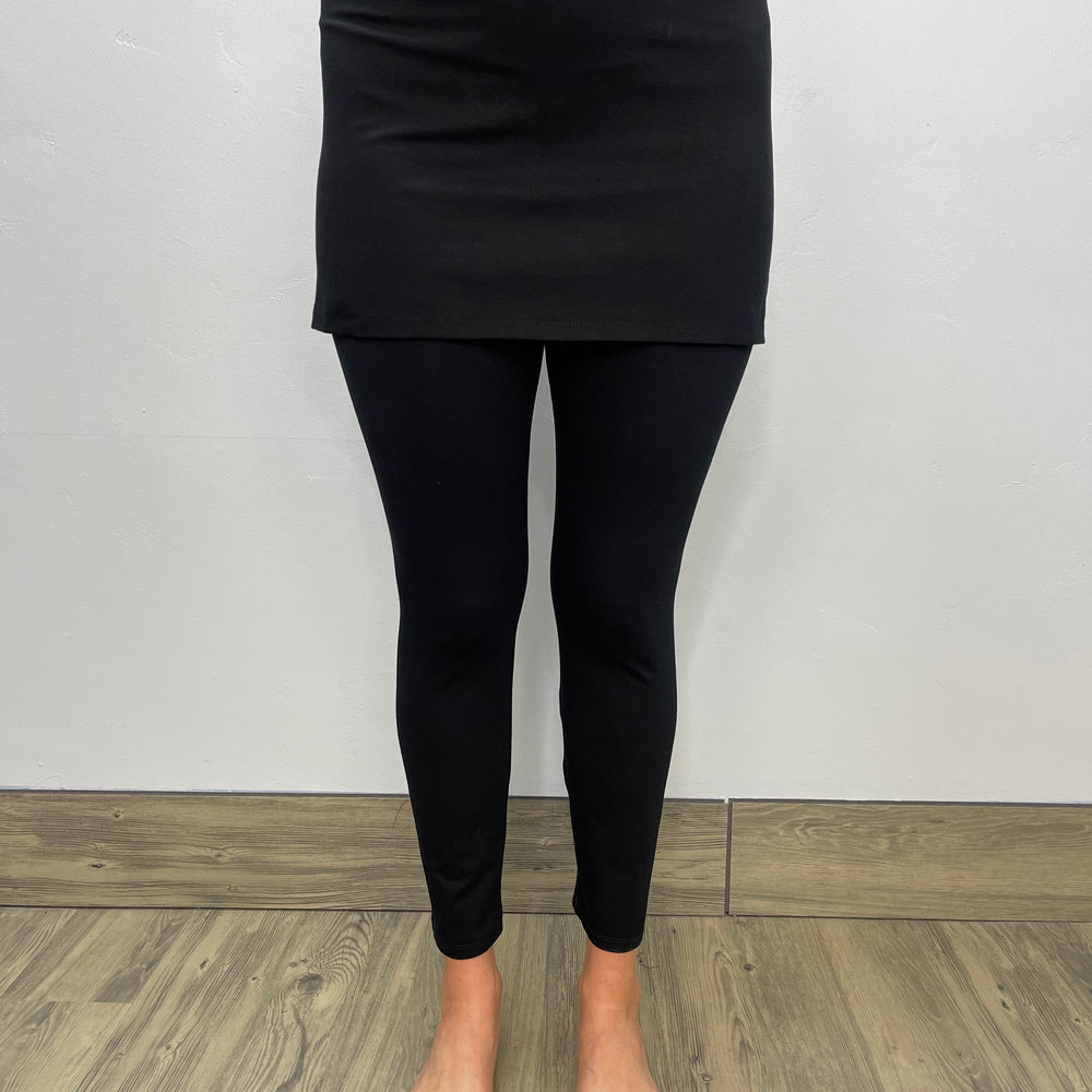 Black Skirted Full Length Legging