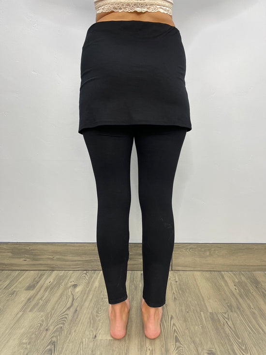 Black Skirted Full Length Legging