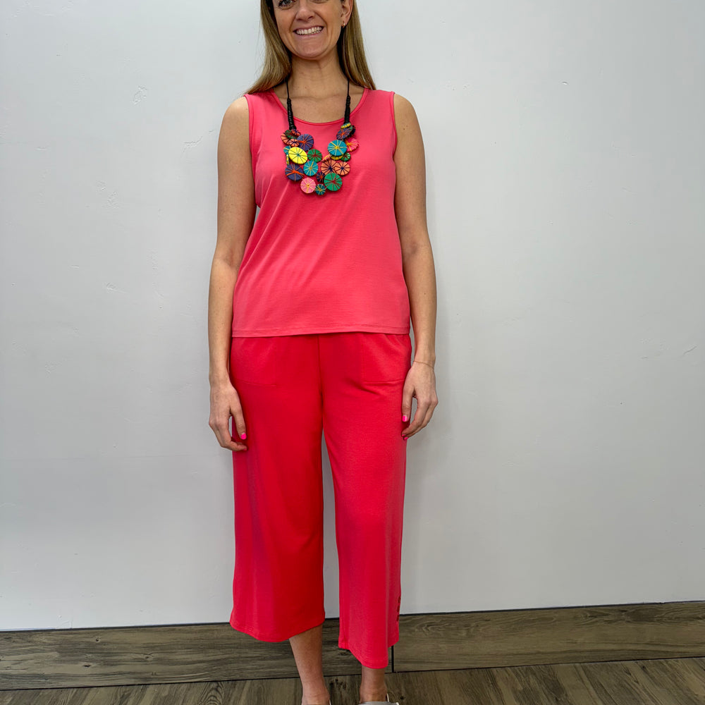 Coral Sleeveless Scoop Neck Bamboo Tunic