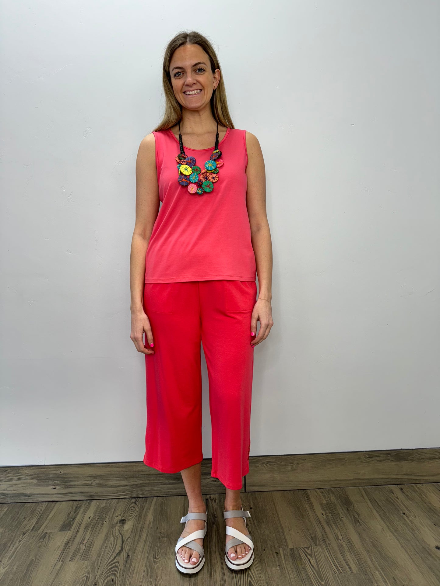 Coral Sleeveless Scoop Neck Bamboo Tunic