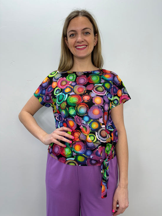 Colorful Polka Dot Top with Tie